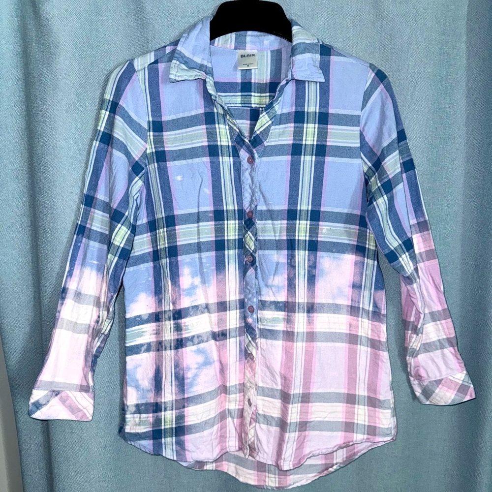 Blair Womens Bleached Flannel Button up